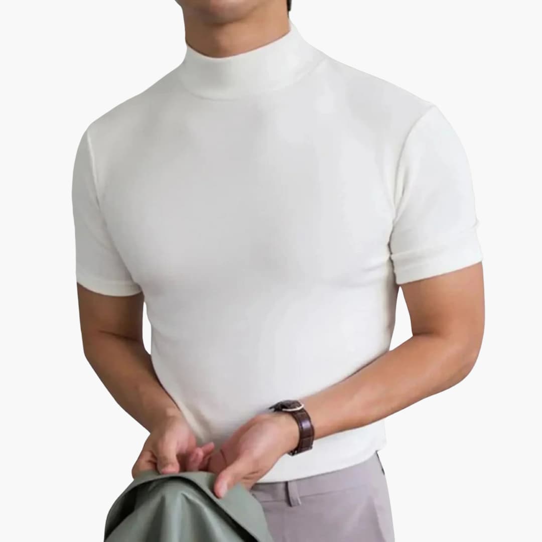 Camiseta hombre | corte ajustado con cuello elevado