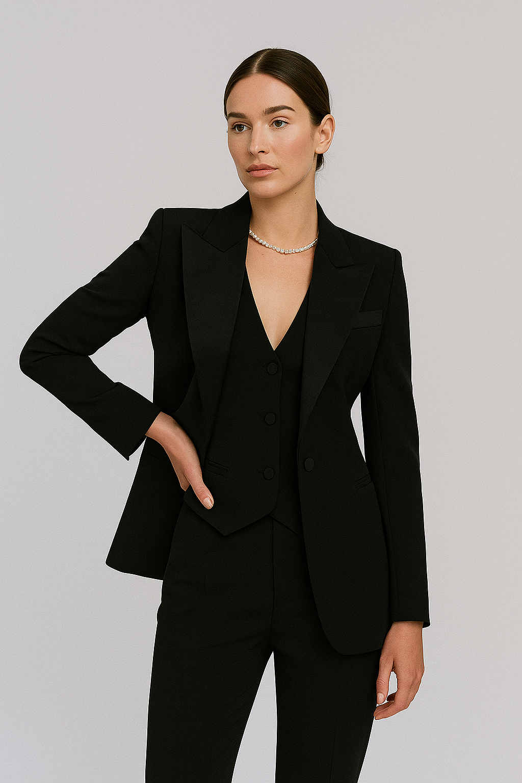 Traje Mujer de Tres Piezas | Corte Entallado con Pantalón Slim