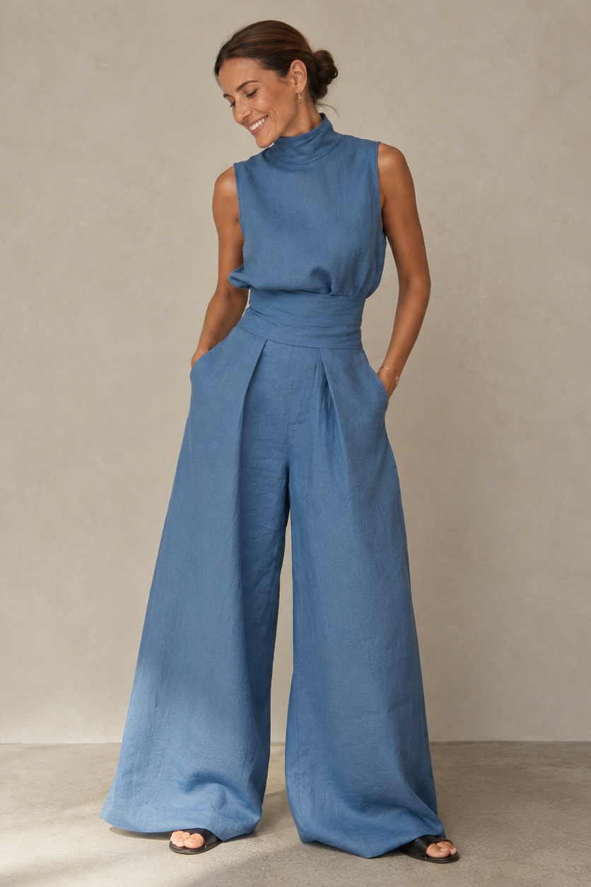 Traje Mujer | Conjunto de dos piezas top sin mangas y pantalón ancho