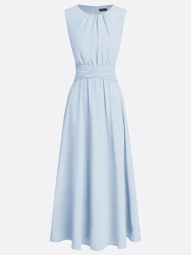 Vestido Mujer Maxi | Silueta A-Line sin mangas cuerpo fruncido