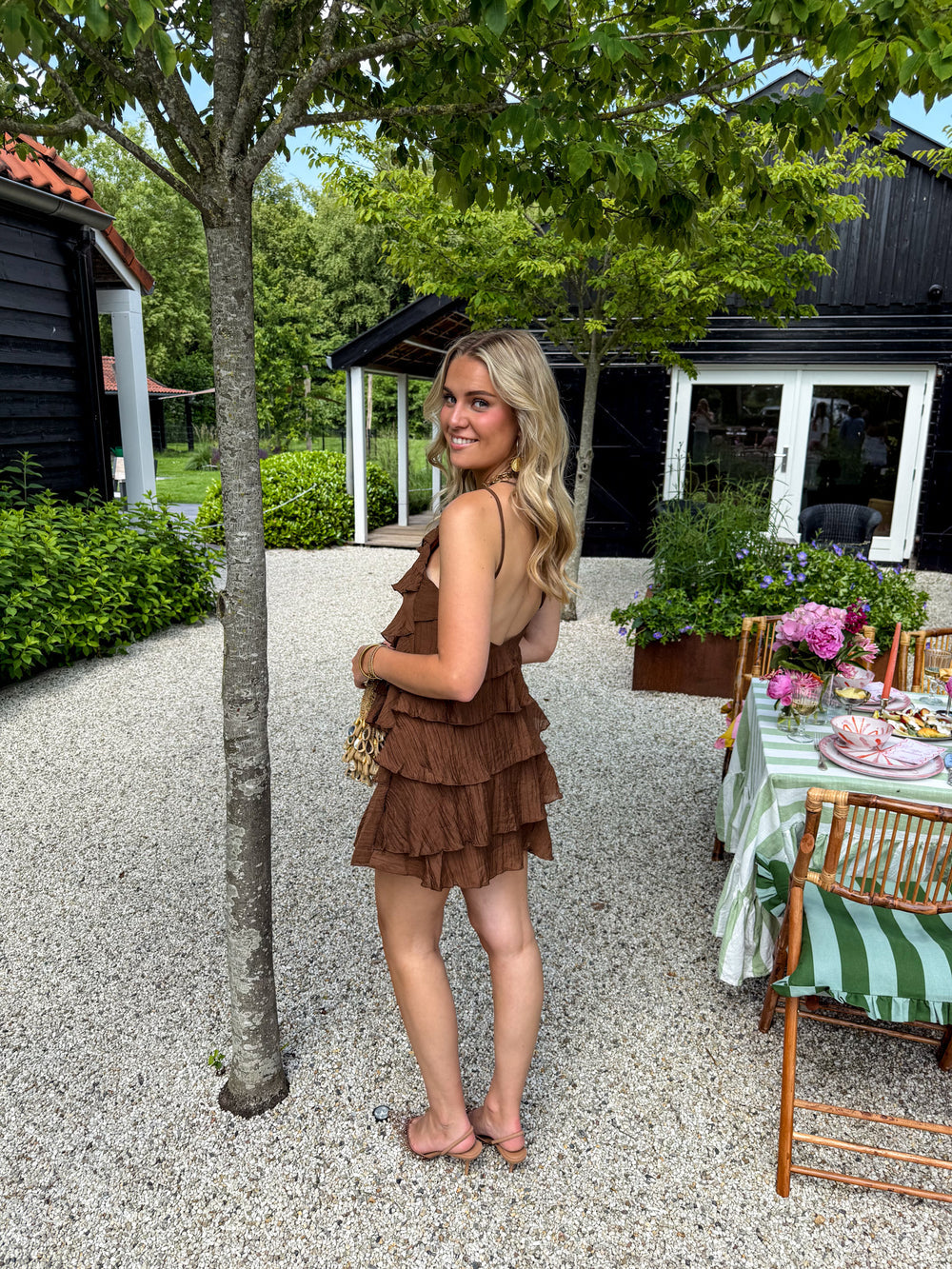 Vestido Mujer | Minivestido Asimétrico con Volantes y Tirante