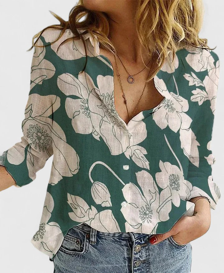 Camisa Mujer | Corte Recto con Cuello Solapa Ondulado