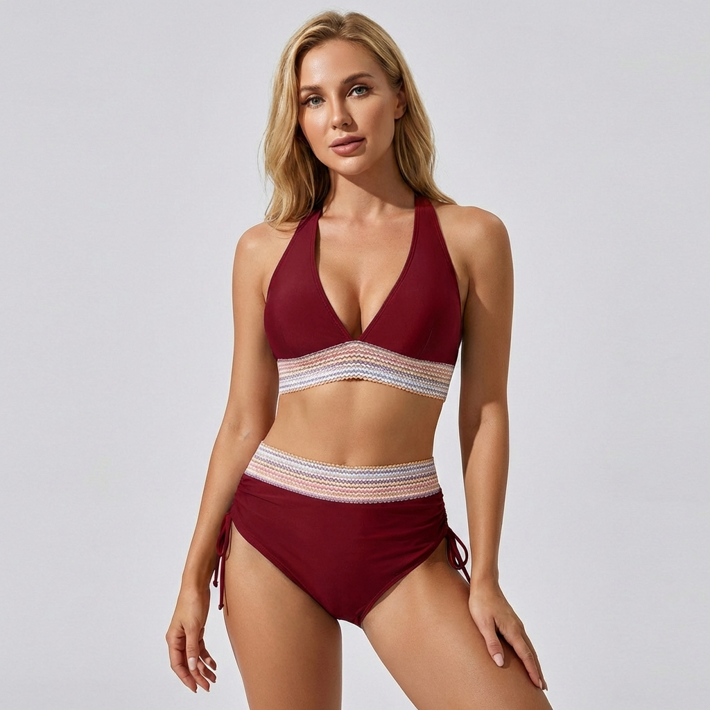 Bikini mujer | dos piezas con cintura alta y tirantes