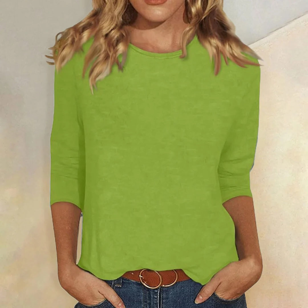 Camiseta Mujer | Cuello Redondo y Manga de Tres Cuartos