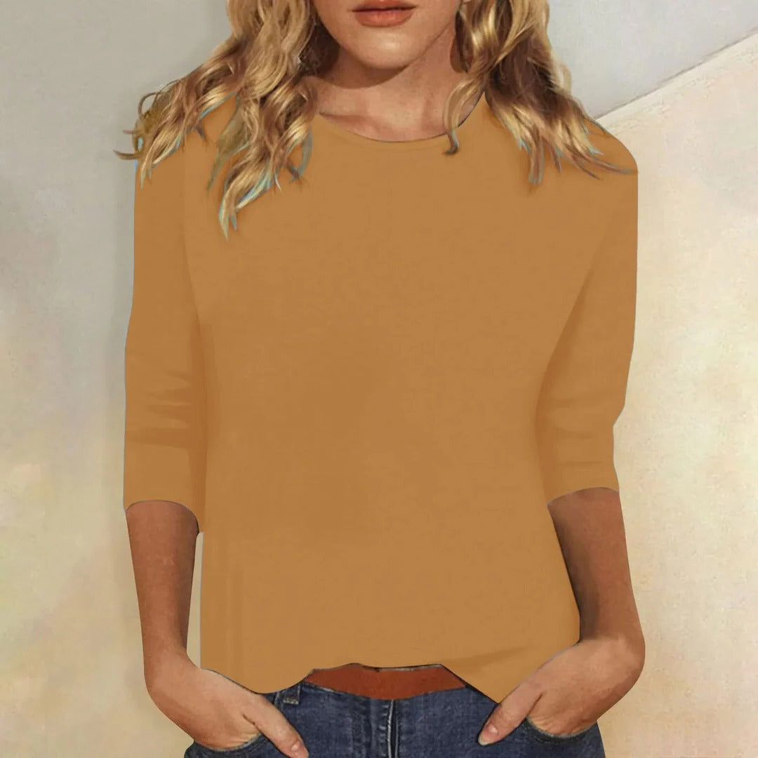 Camiseta Mujer | Cuello Redondo y Manga de Tres Cuartos