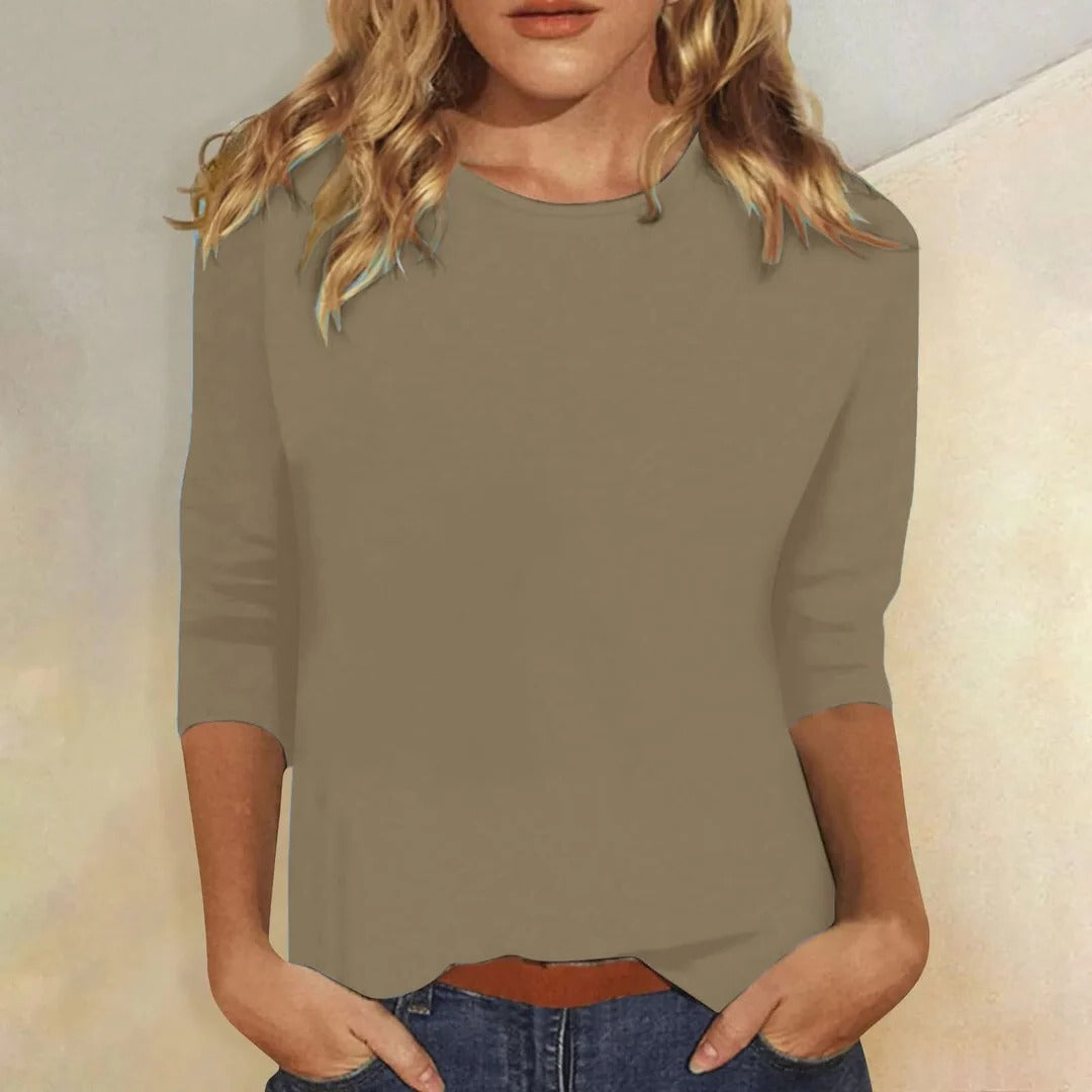 Camiseta Mujer | Cuello Redondo y Manga de Tres Cuartos