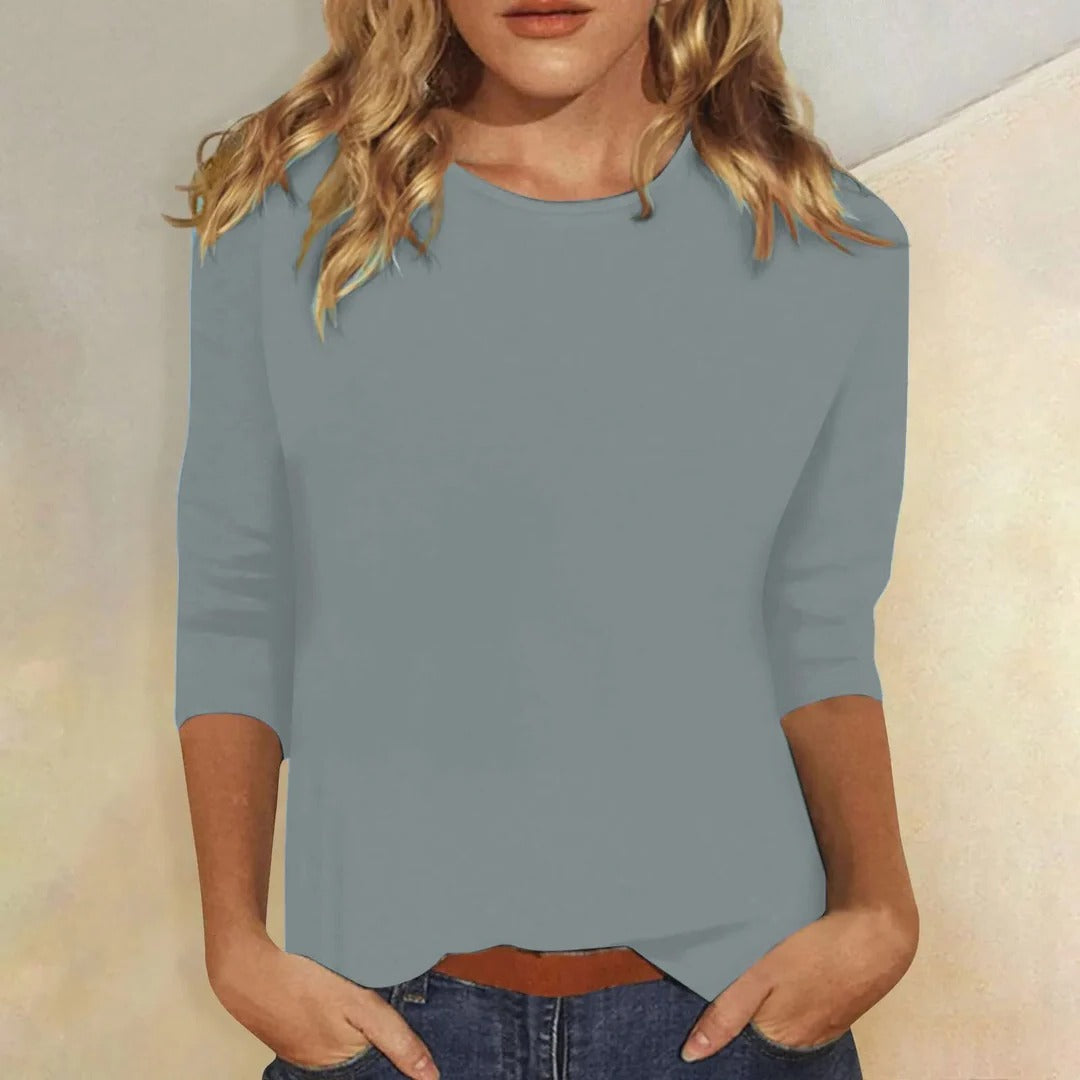 Camiseta Mujer | Cuello Redondo y Manga de Tres Cuartos