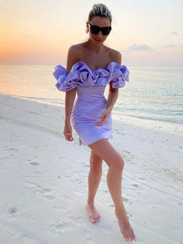 Vestido Mujer | Escote Off-Shoulder con Detalle de Volantes