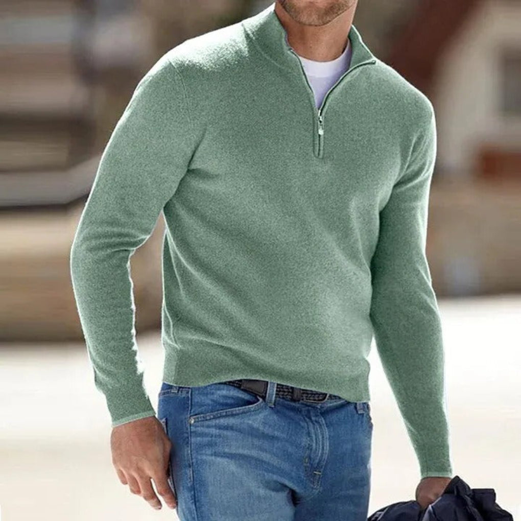 Jersey hombre | cuello alto con cierre de media cremallera