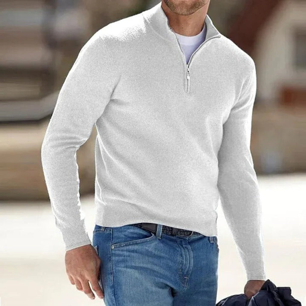 Jersey hombre | cuello alto con cierre de media cremallera