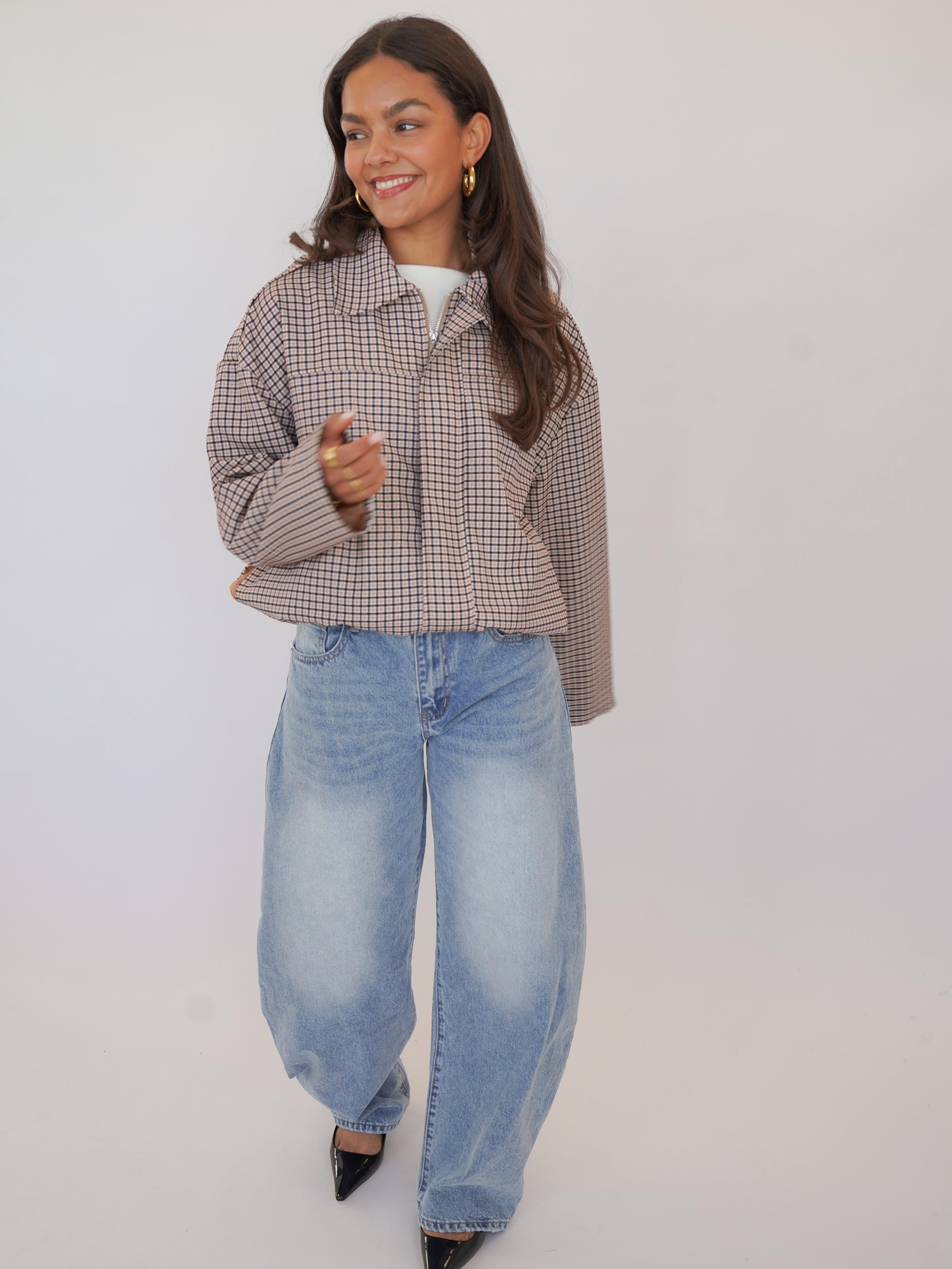 Mujer Chaqueta | Cuello Redondo con Cierre de Cremallera Frontal