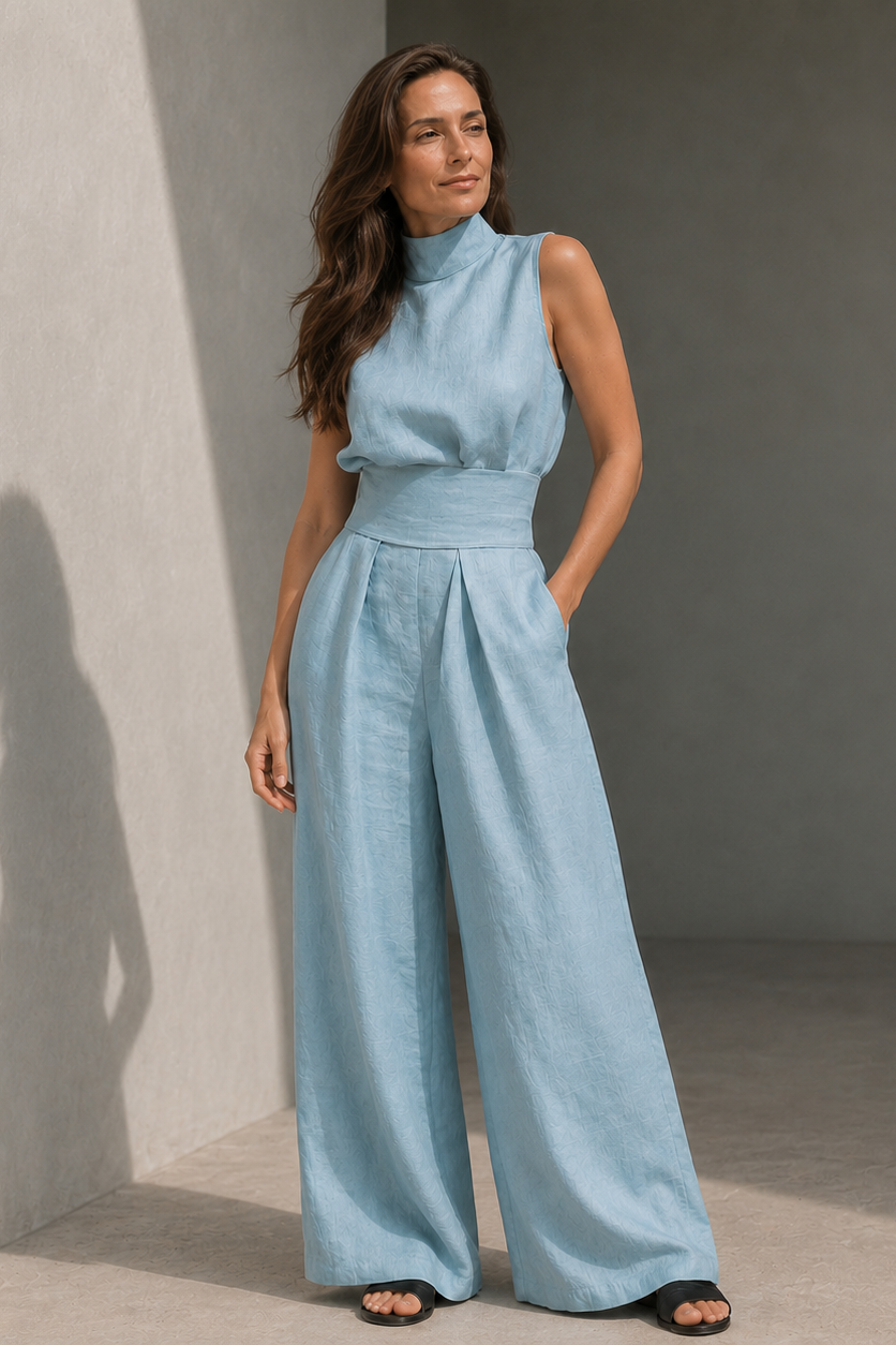 Traje Mujer | Conjunto de dos piezas top sin mangas y pantalón ancho
