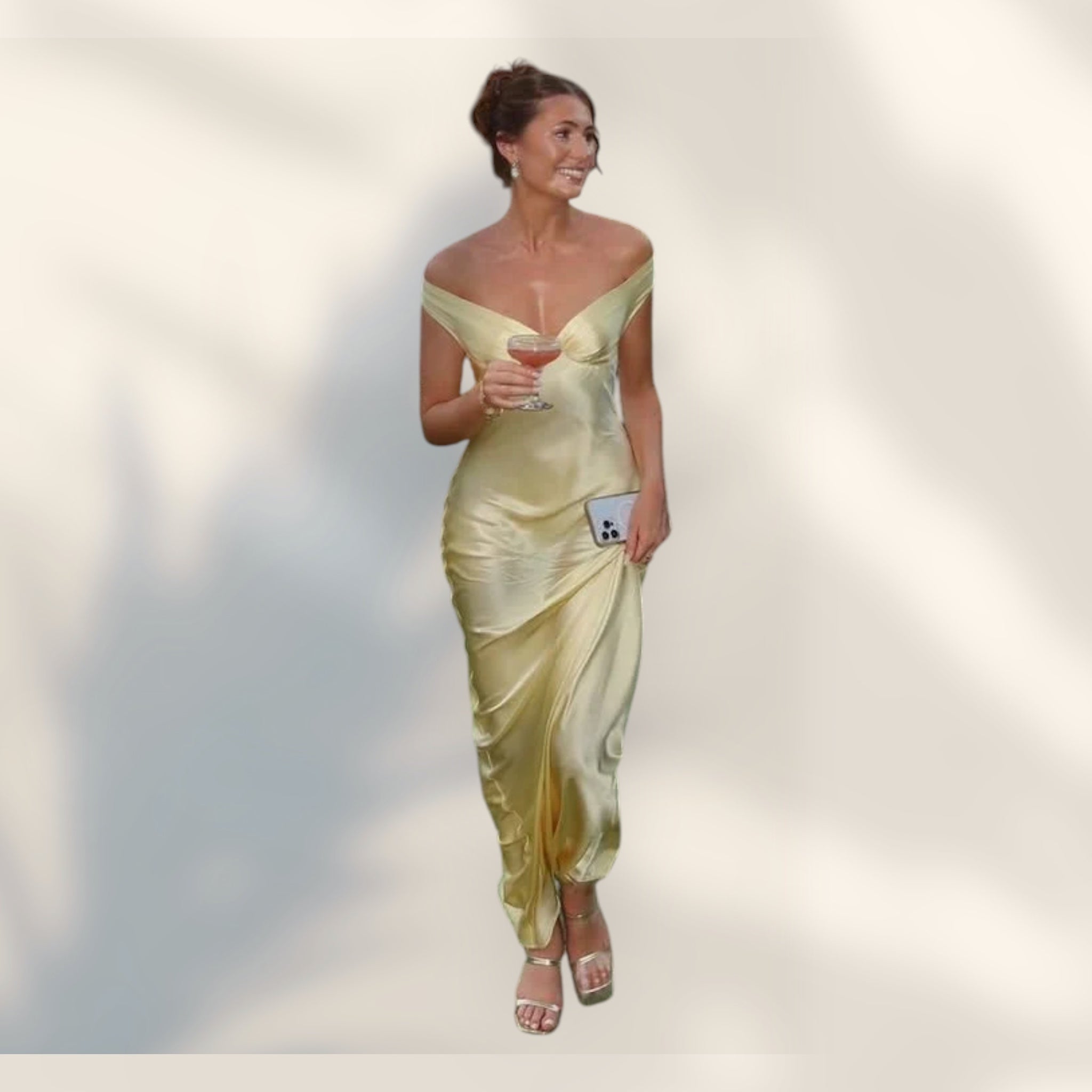 Vestido Maxi Hombros Descubiertos | Escote Abierto Silueta Ajustada Largo Tobillo