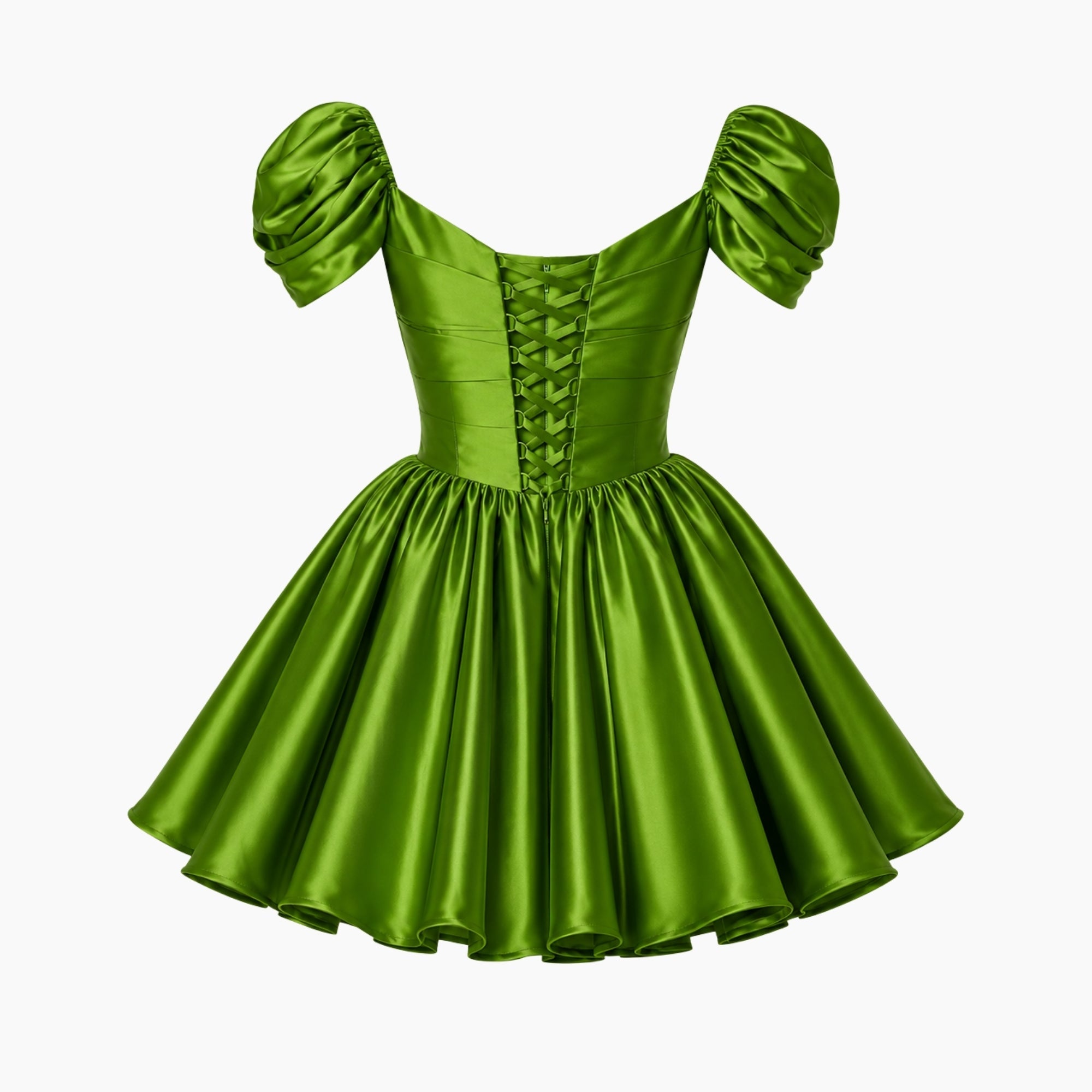 Vestido Mini Mujer | Escote Hombros Descubiertos y Mangas Abullonadas