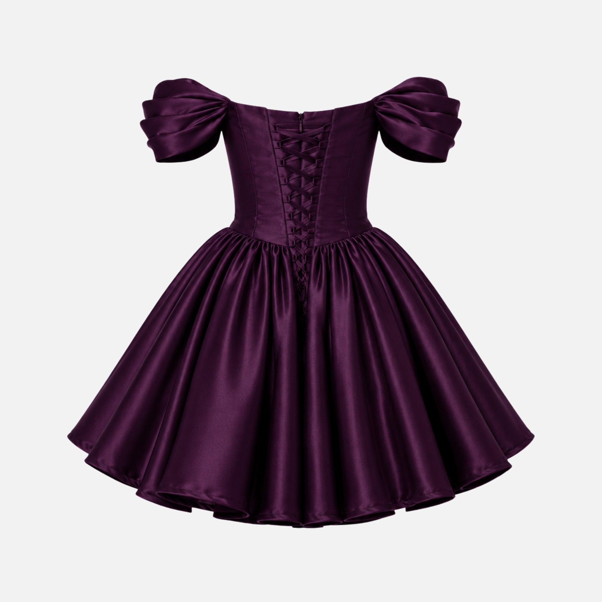 Vestido Mini Mujer | Escote Hombros Descubiertos y Mangas Abullonadas