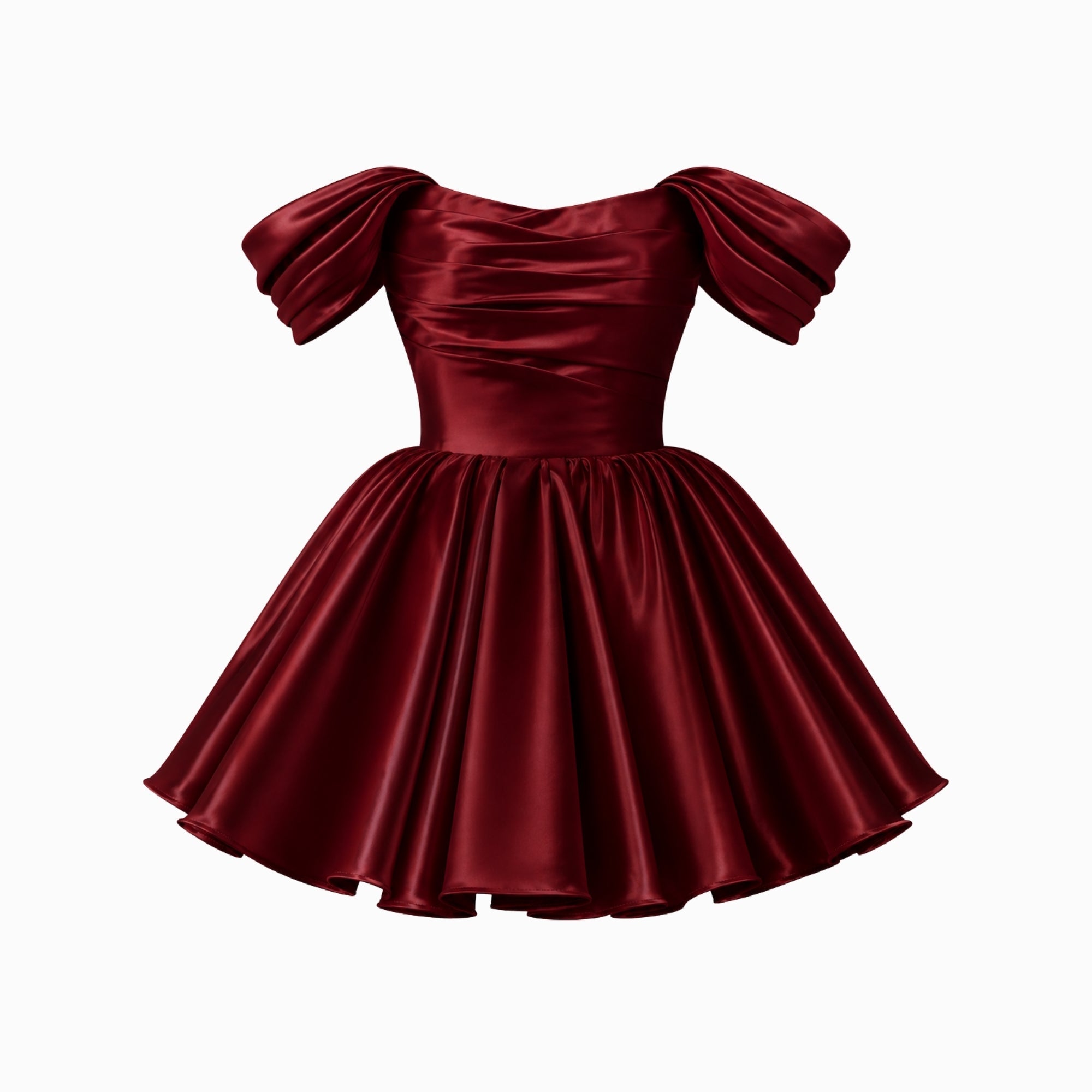 Vestido Mini Mujer | Escote Hombros Descubiertos y Mangas Abullonadas