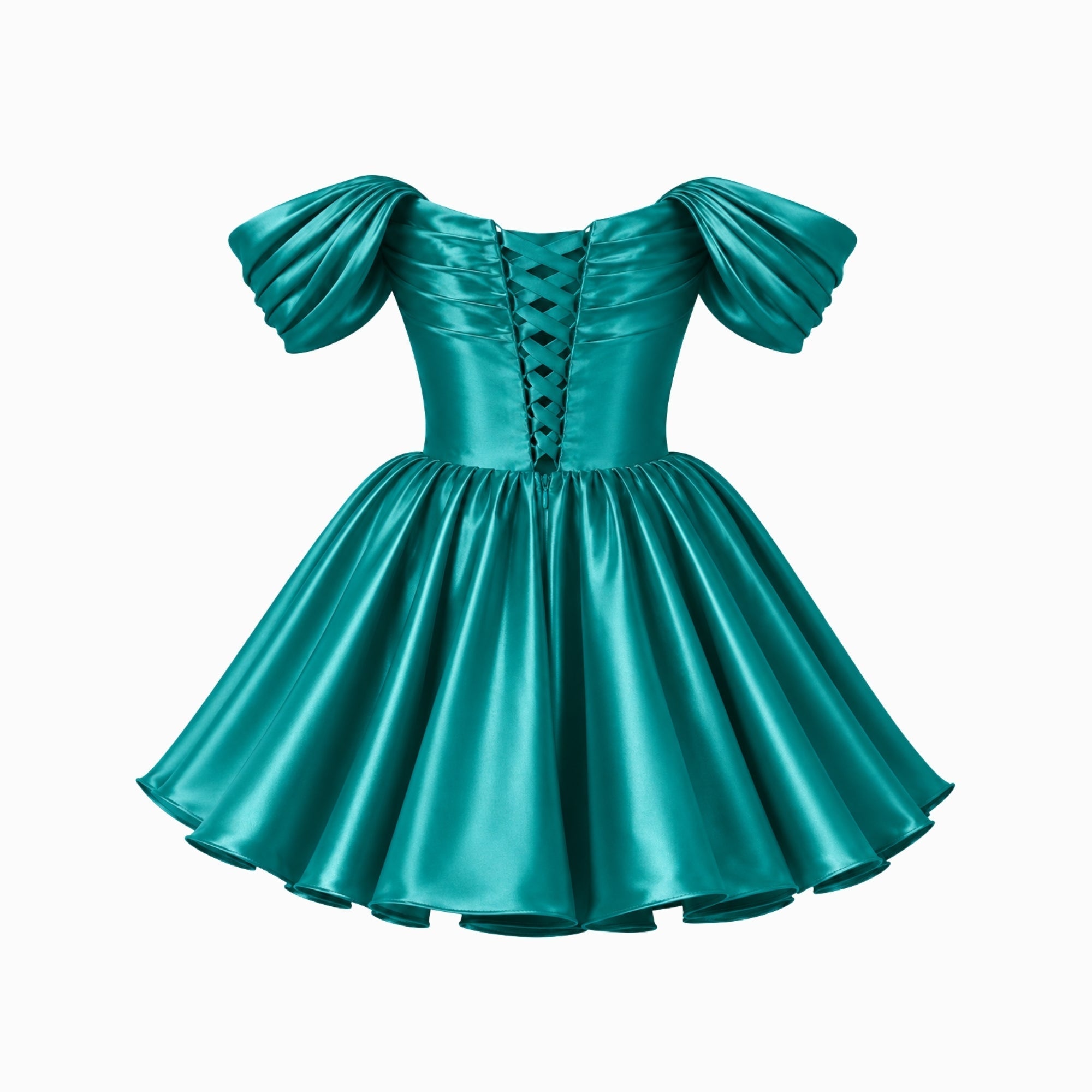 Vestido Mini Mujer | Escote Hombros Descubiertos y Mangas Abullonadas
