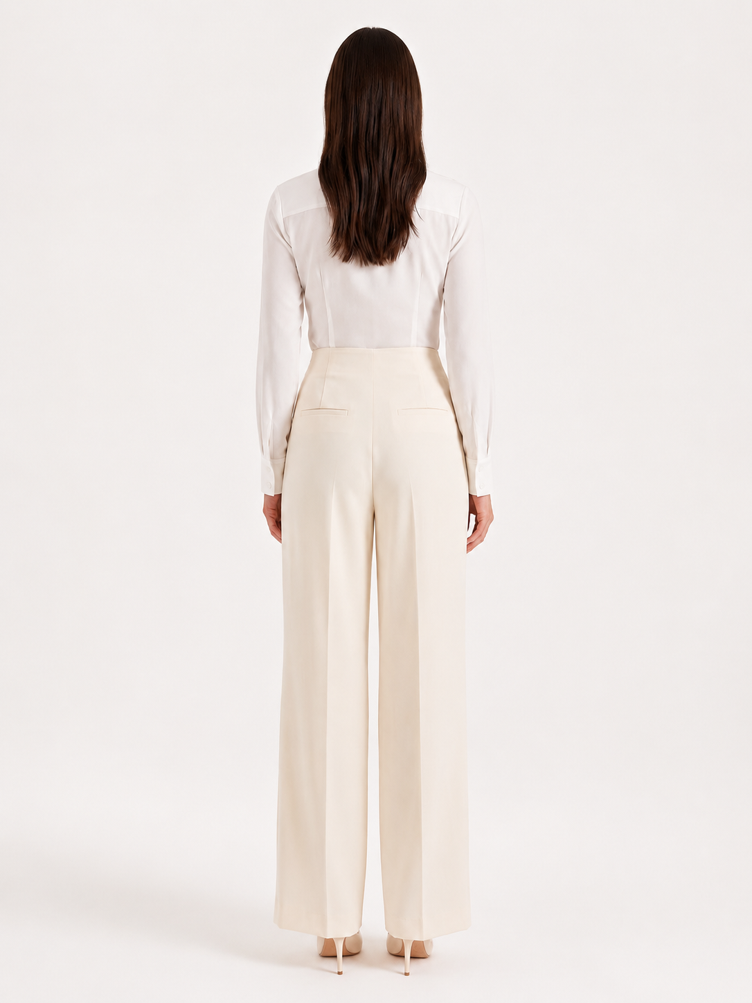 Pantalones Mujer | Talle Alto Con Pernera Ancha Y Pliegues