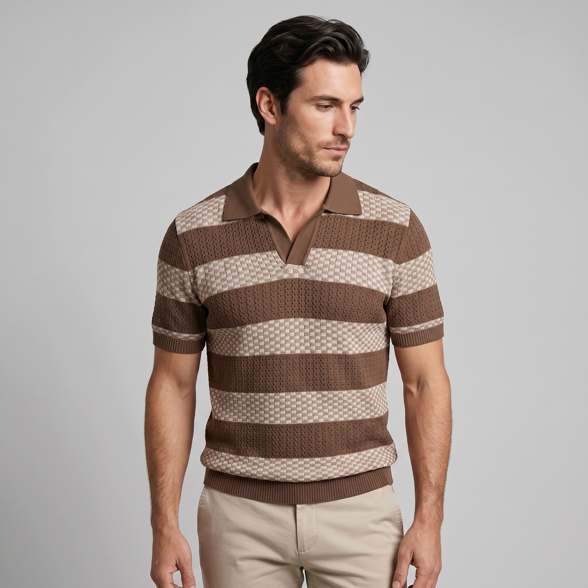 Polo Hombre de Manga Larga | Corte Regular con Cuello Abierto