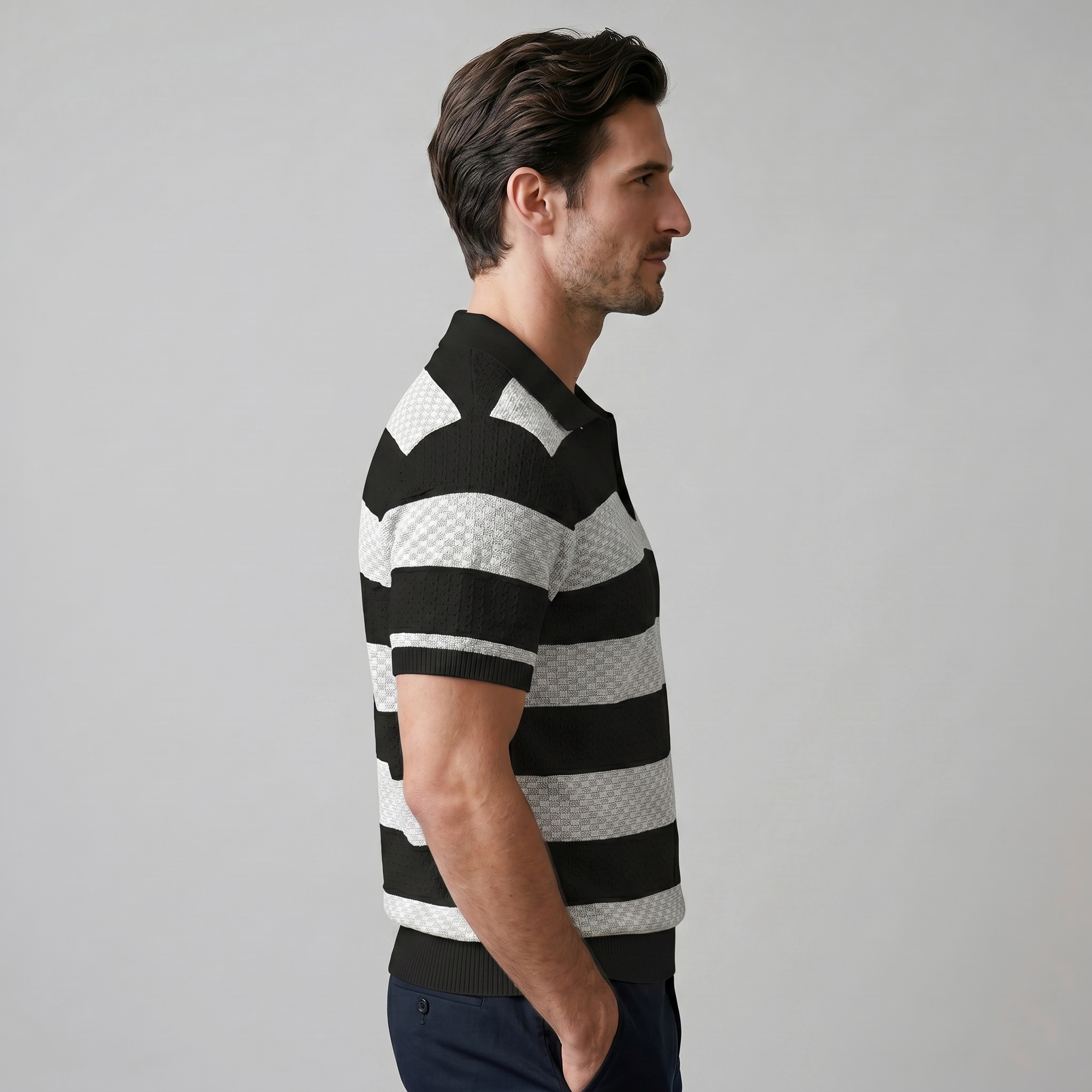Polo Hombre de Manga Larga | Corte Regular con Cuello Abierto