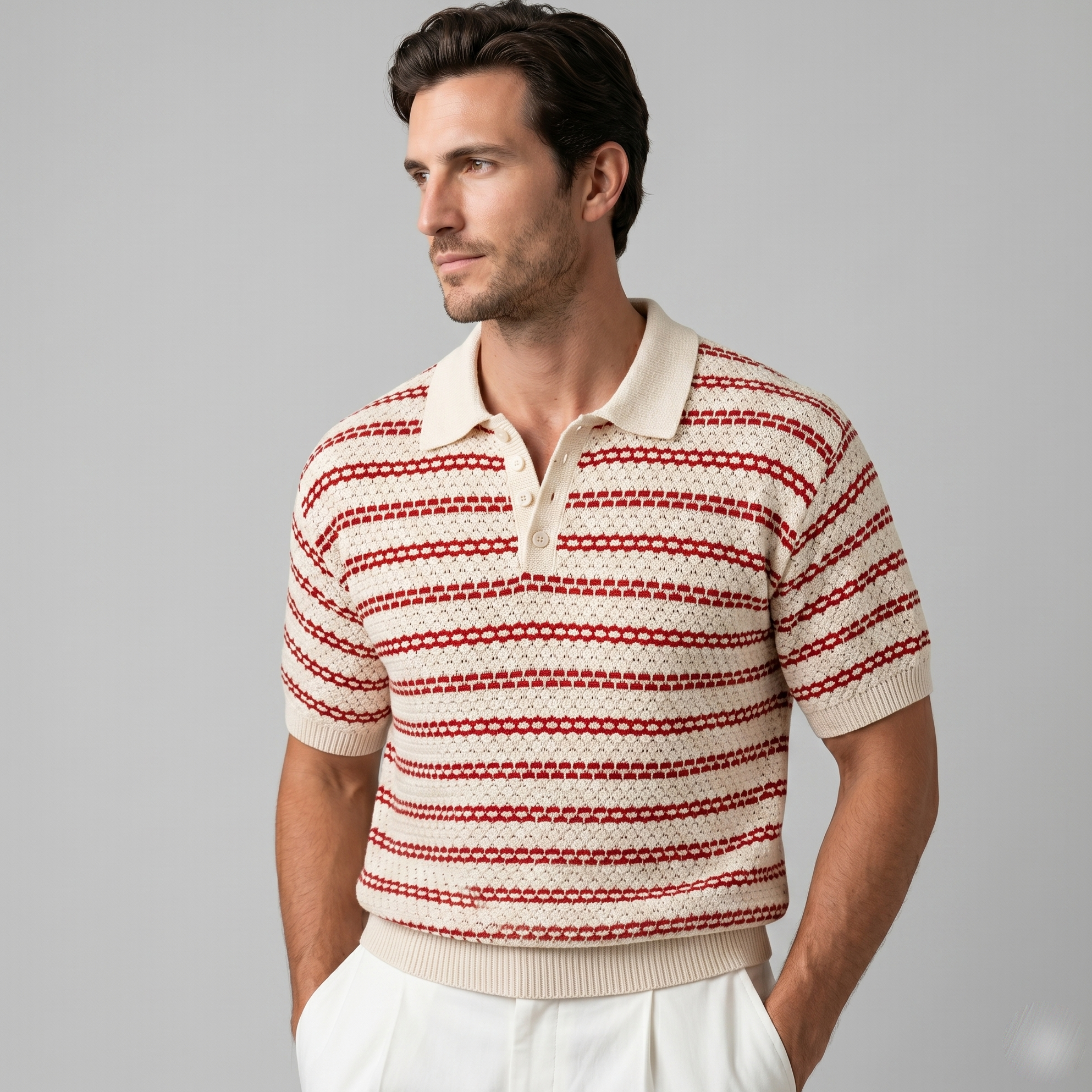 Polo Hombre | Corte Entallado con Patrón de Rayas Clásico