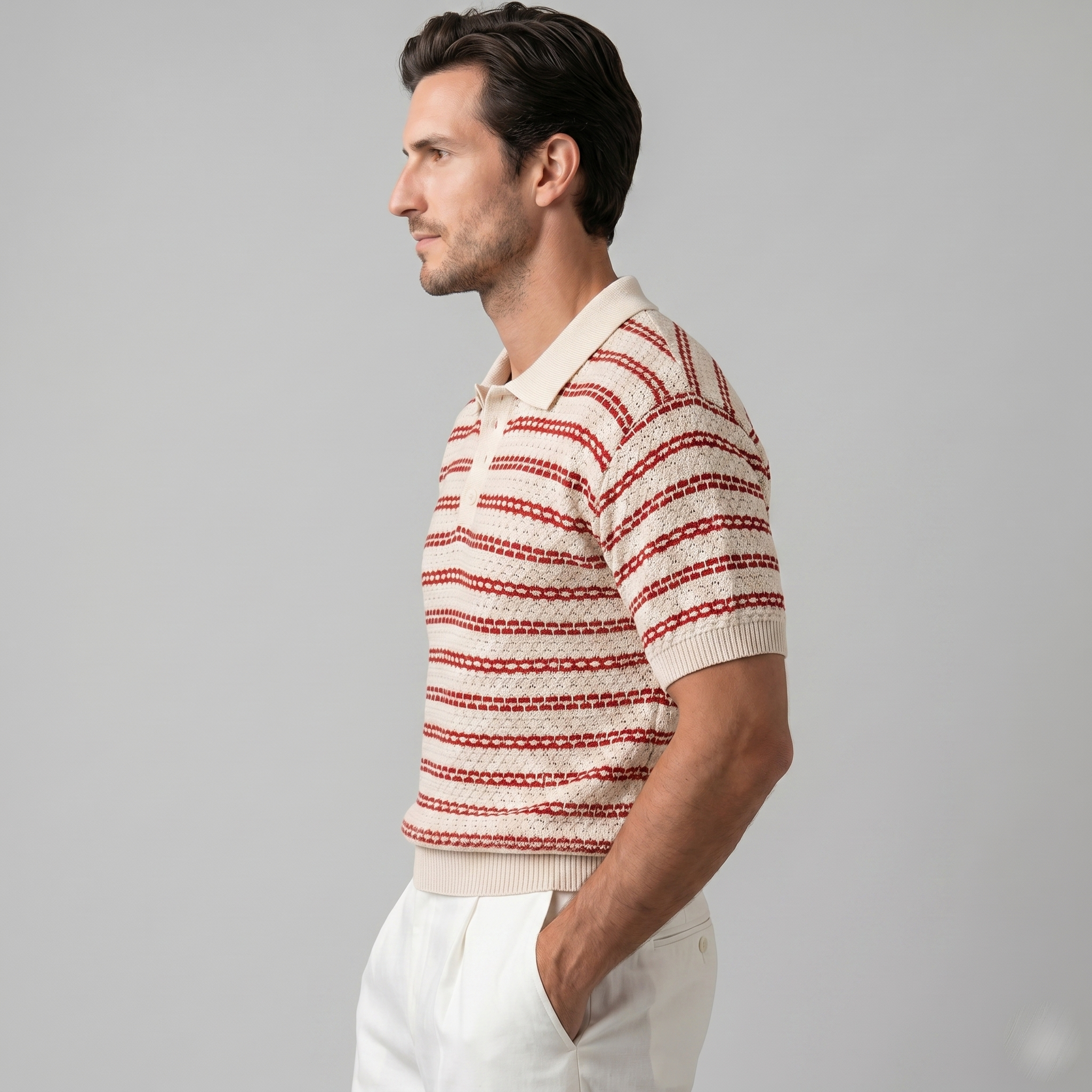 Polo Hombre | Corte Entallado con Patrón de Rayas Clásico