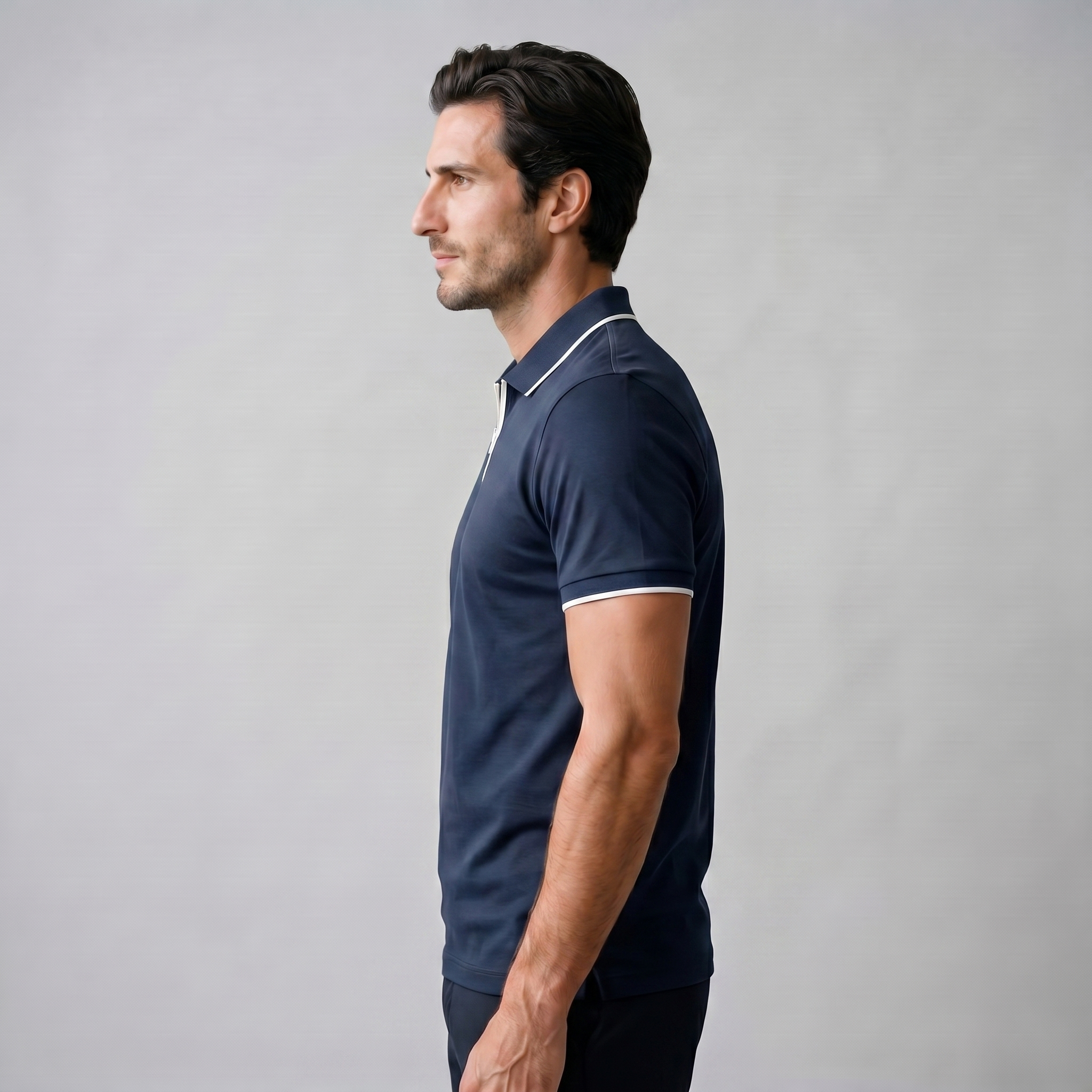 Polo Hombre Manga Corta | Cuello Estructurado con Cremallera