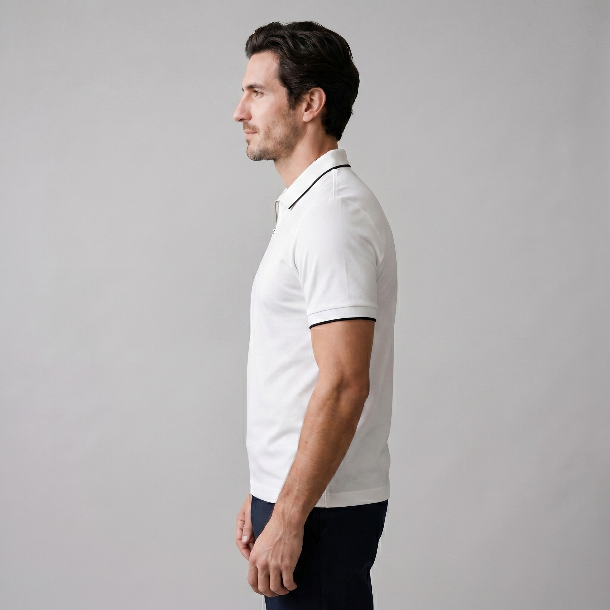 Polo Hombre Manga Corta | Cuello Estructurado con Cremallera