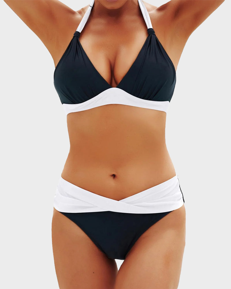 Bikini mujer | top triangular con banda inferior cruzada