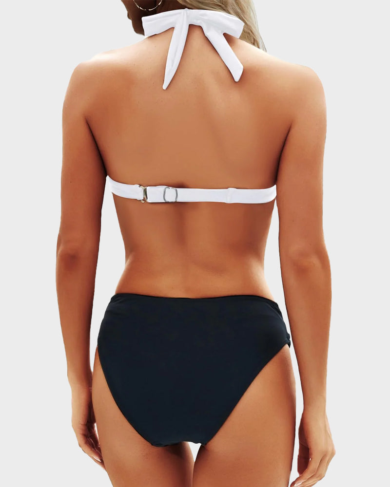 Bikini mujer | top triangular con banda inferior cruzada