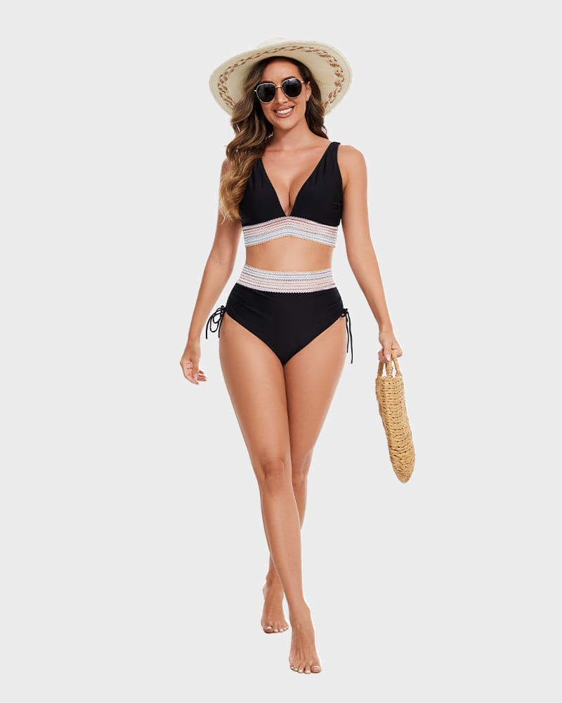 Bikini mujer | banda ancha inferior con ajuste lateral mediante cordones