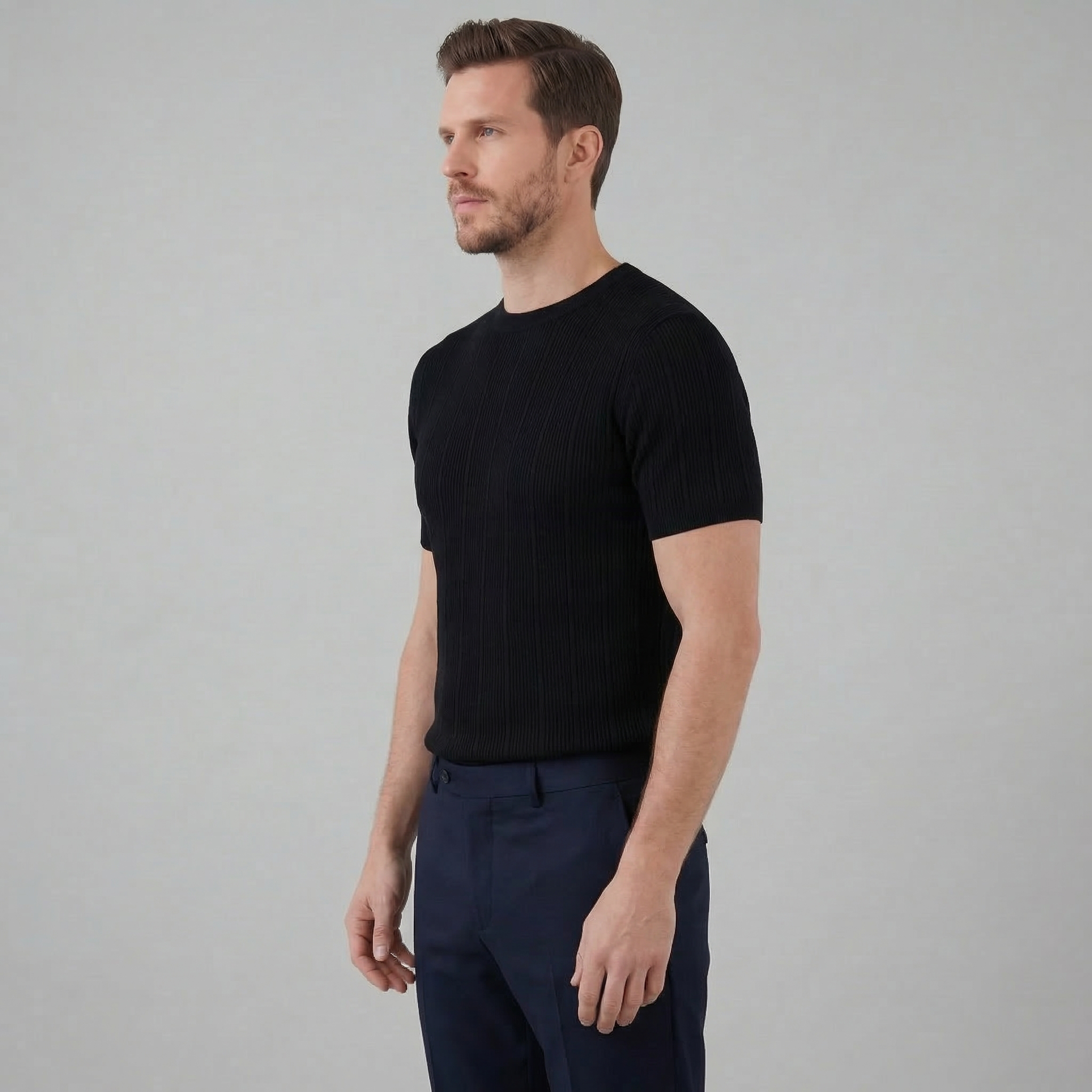 Camiseta Hombre | Tejido Acanalado de Manga Larga