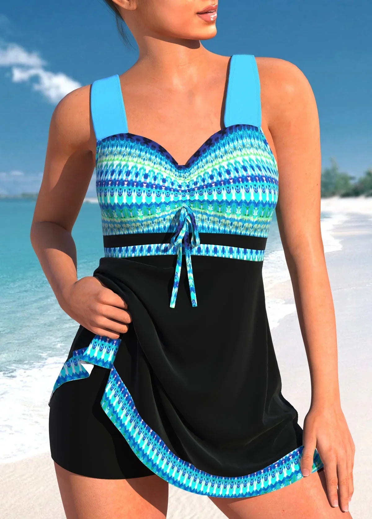 Tankini mujer | parte superior larga con tirantes anchos