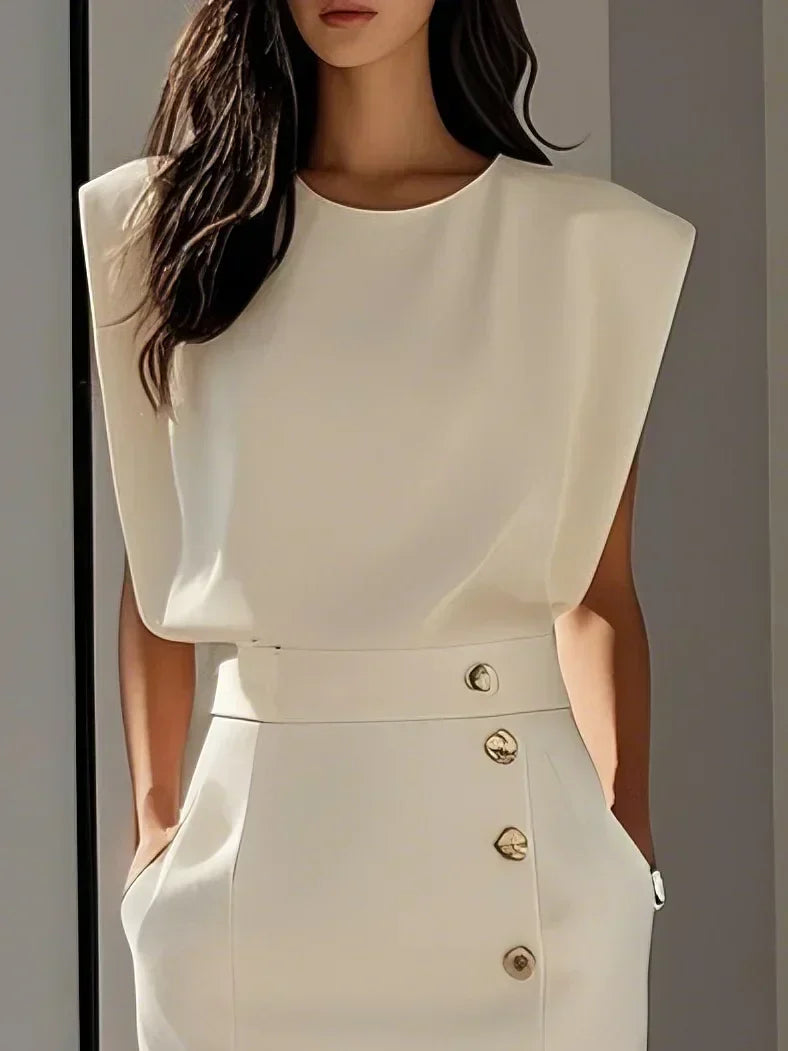 Vestido Mujer Midi | Escote Redondo con Abertura de Botones