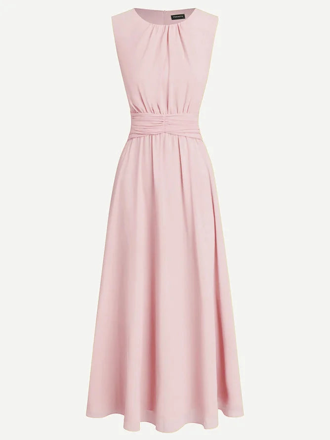 Vestido Mujer Maxi | Silueta A-Line sin mangas cuerpo fruncido