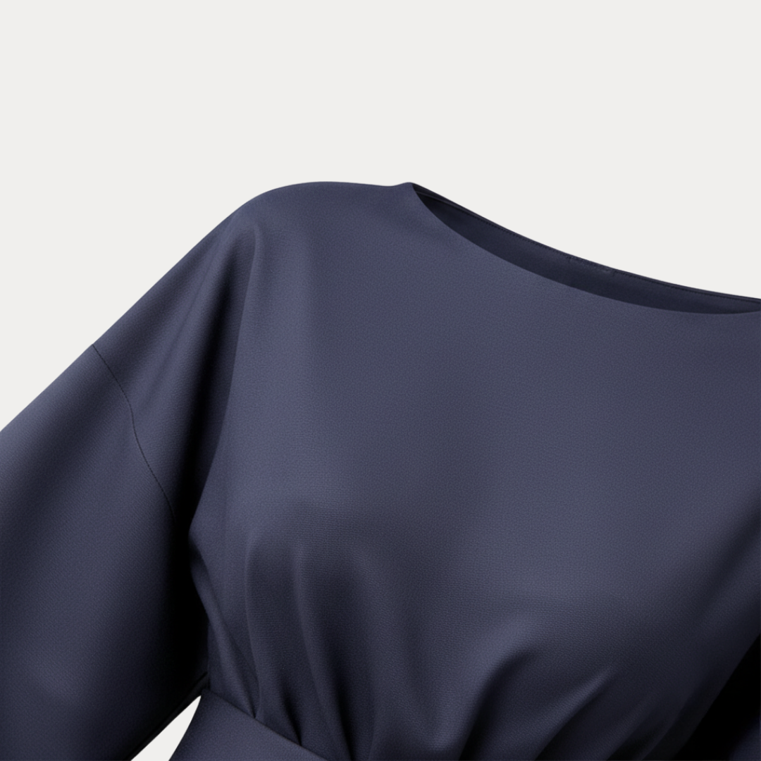 Vestido Mujer | Manga Ancha con Cinturón y Largo Midi