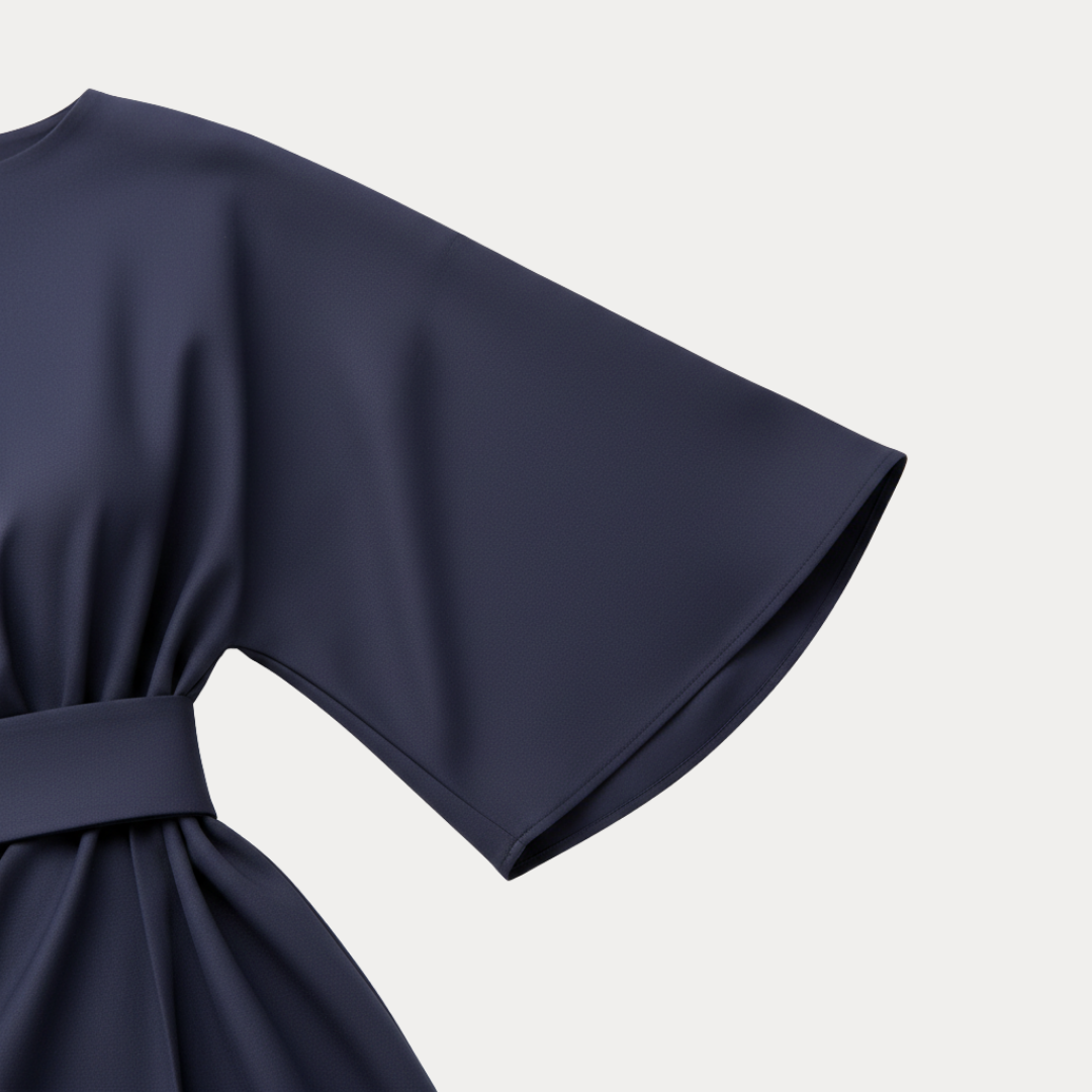 Vestido Mujer | Manga Ancha con Cinturón y Largo Midi