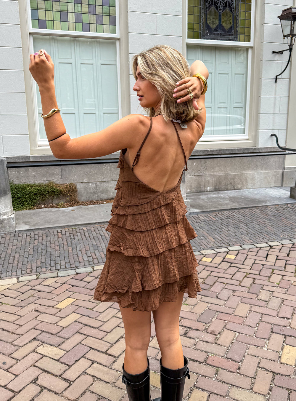 Vestido Mujer | Minivestido Asimétrico con Volantes y Tirante
