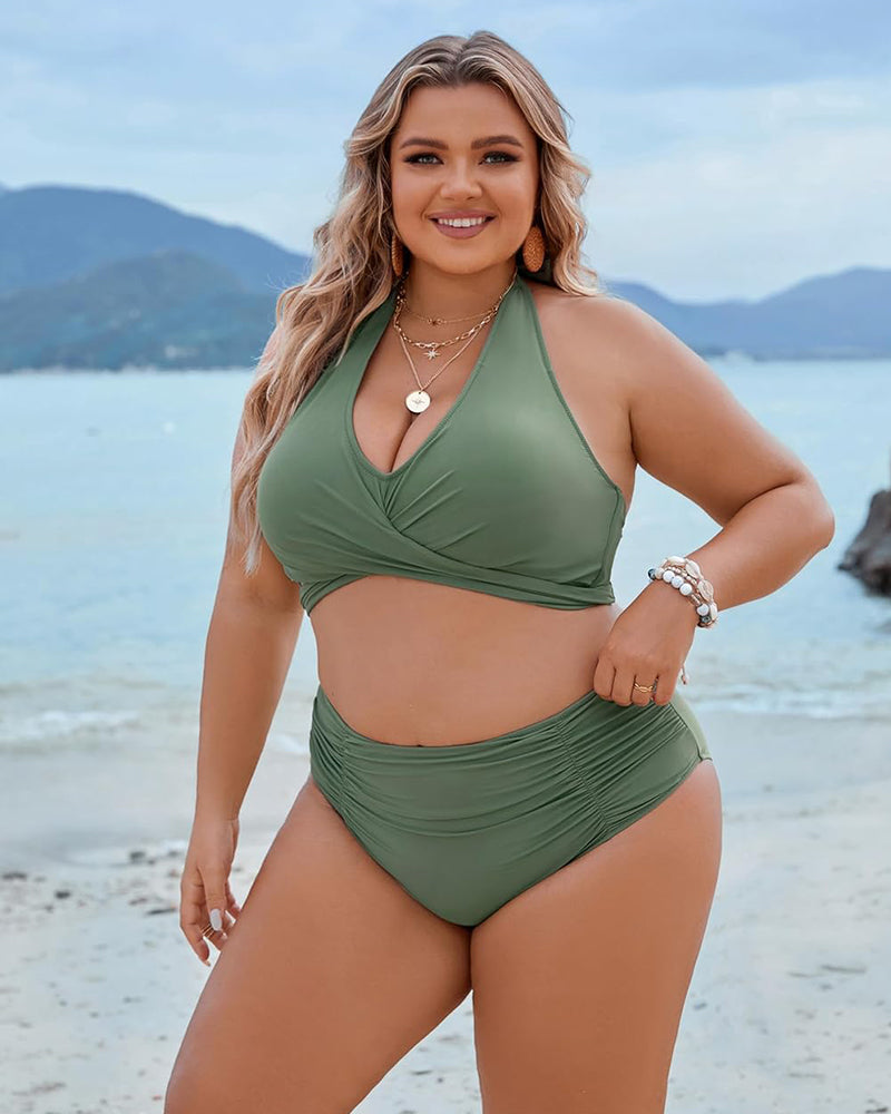 Bikini mujer | tirante al cuello con parte inferior de cintura alta