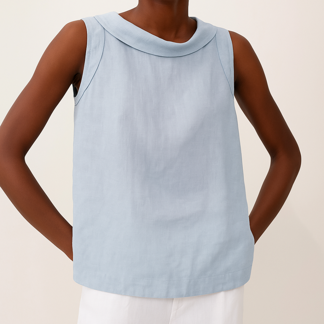 Camiseta Sin Mangas Mujer | Cuello Enrollado y Silueta Ajustada