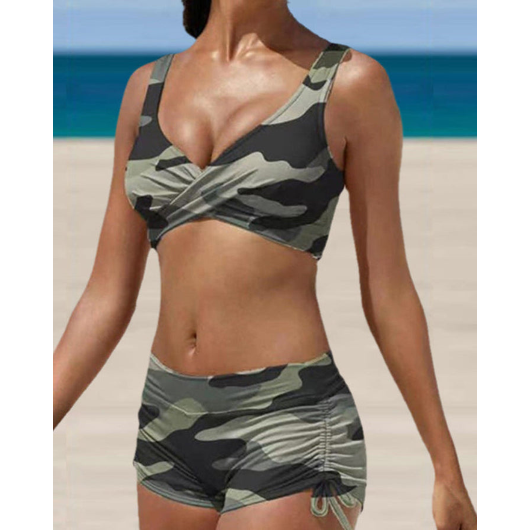Bikini mujer | top cruzado con short fruncido lateral