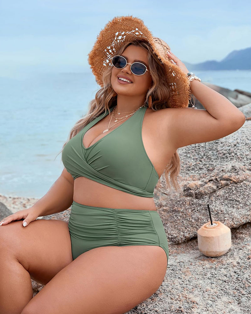 Bikini mujer | tirante al cuello con parte inferior de cintura alta