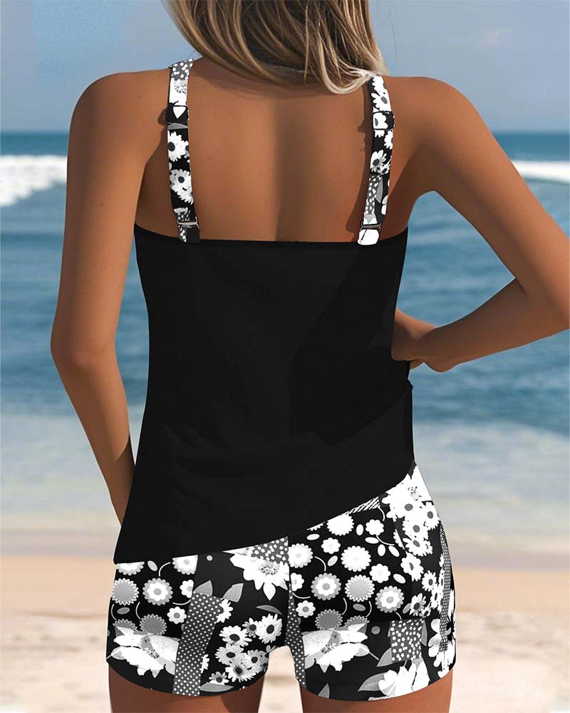 Traje de Baño Mujer | Conjunto Dos Piezas con Shorts Florales
