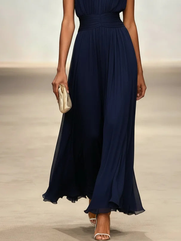 Vestido Mujer Maxi | Silueta A-Line sin mangas cuerpo fruncido