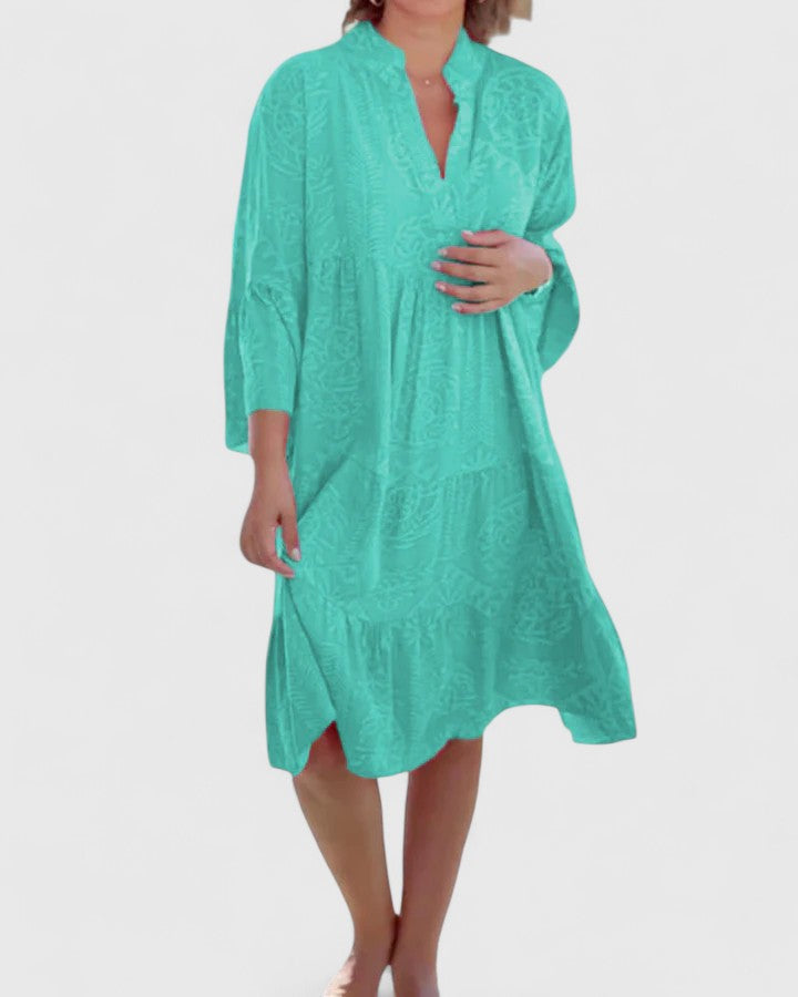 Vestido Mujer | Escote en V con Mangas Acampanadas Estampado