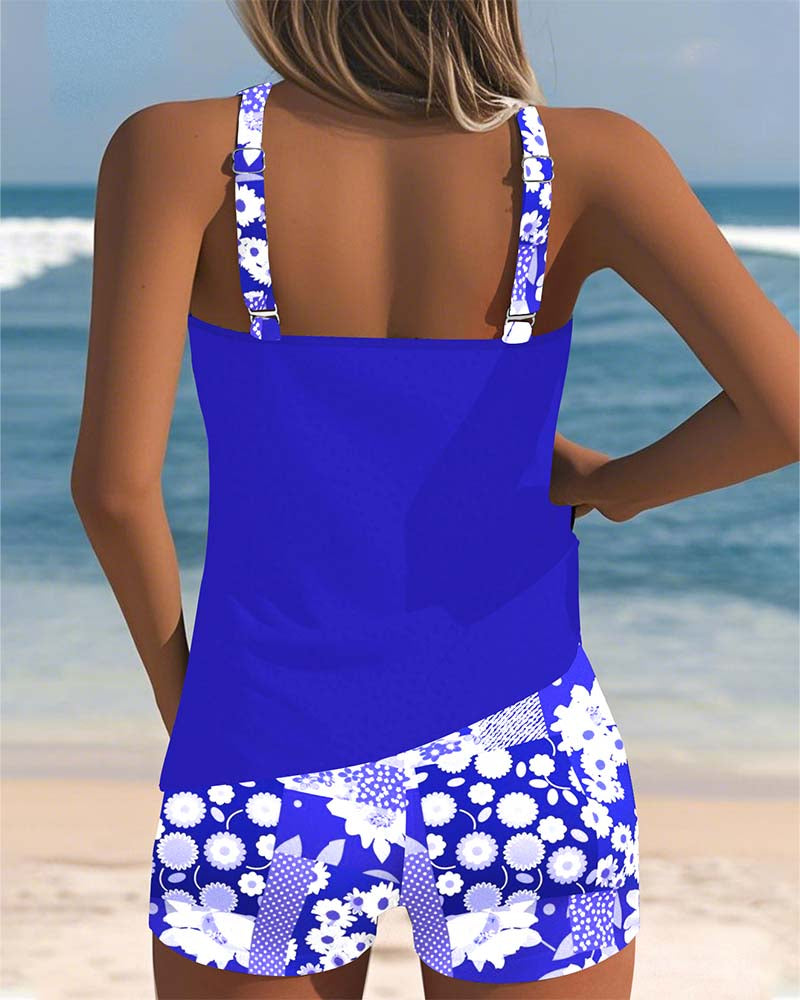 Traje de Baño Mujer | Conjunto Dos Piezas con Shorts Florales