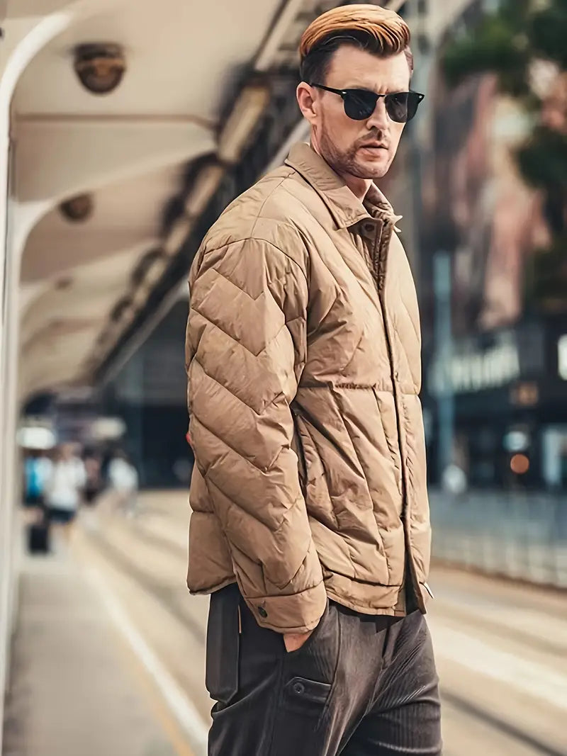 Chaqueta hombre | acolchada con botones y cuello clásico