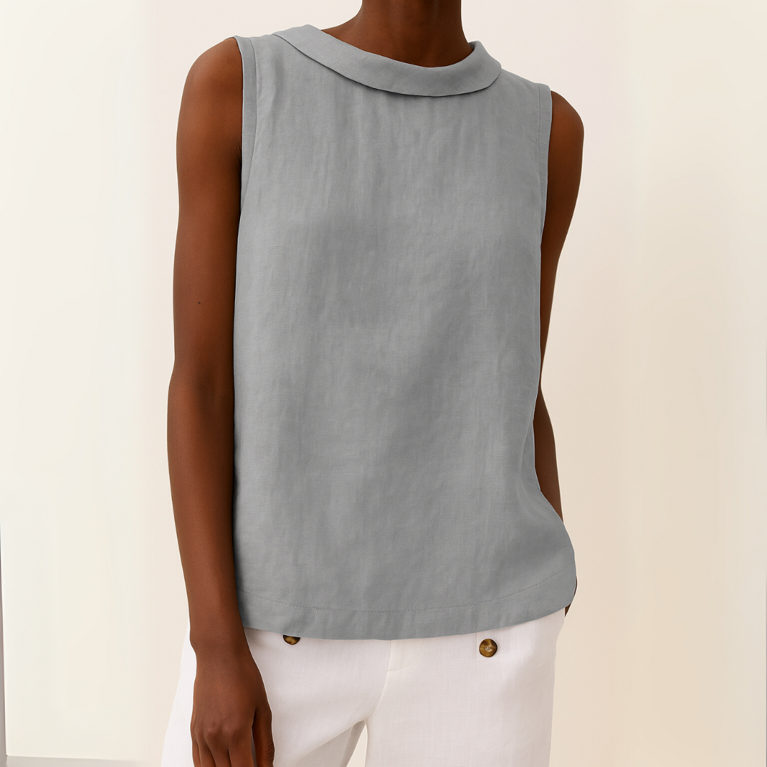 Camiseta Sin Mangas Mujer | Cuello Enrollado y Silueta Ajustada