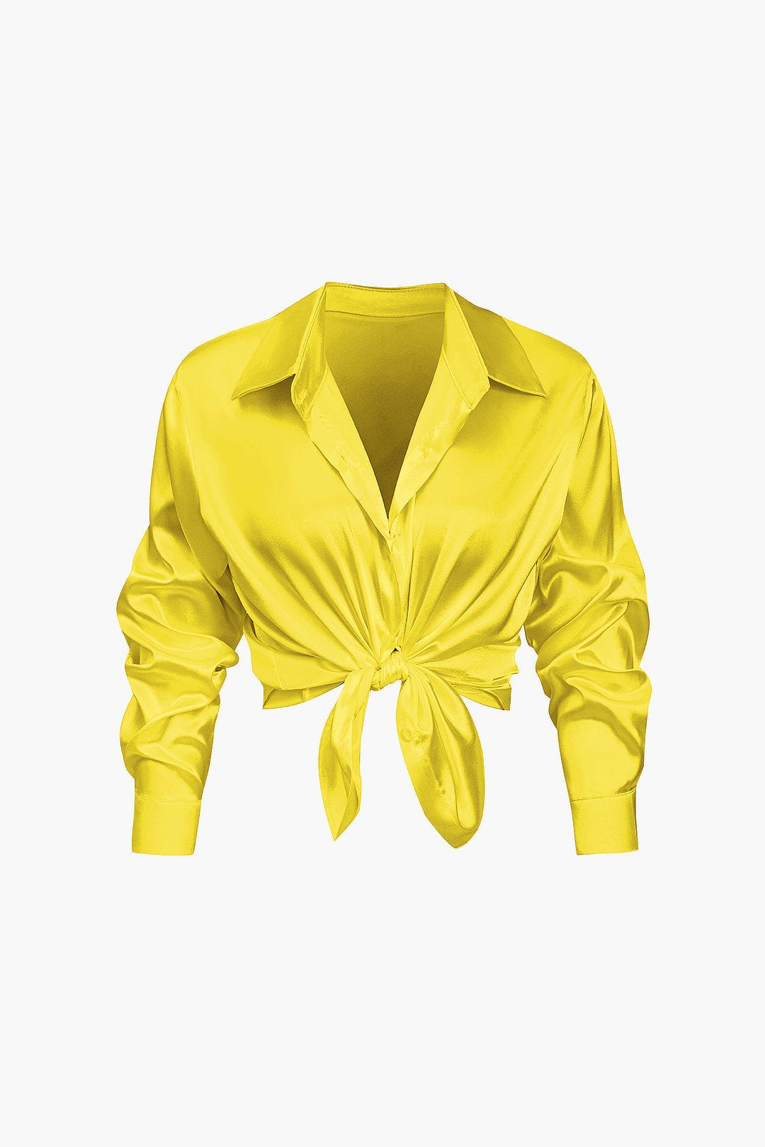 Blusa mujer con cuello y nudo frontal | manga larga y cierre delantero
