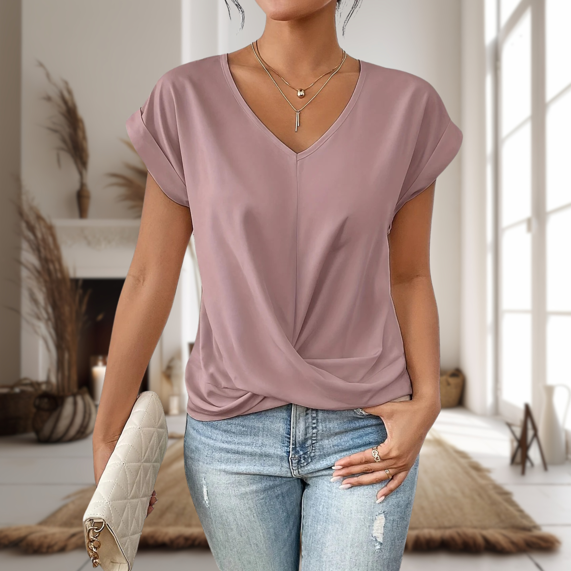 Camiseta Mujer | Escote Corazón con Ajuste Ligero y Elástico